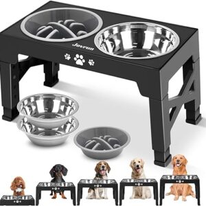 Adjustable Elevated Dog Feeder with Bowls