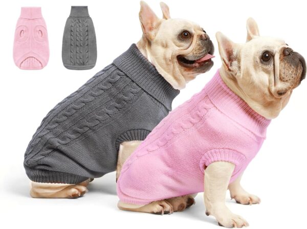 Dog Sweaters for Small Dogs - Winter Warm Turtleneck Pullover