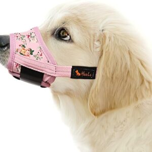 HEELE Dog Muzzle, Pink Flowers, Breathable