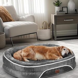 Large Orthopedic Dog Bed with Bolster