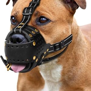 Leather Basket Dog Muzzles for Medium-Large Breeds