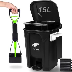 Outdoor Dog Poop Trash Can with Scooper