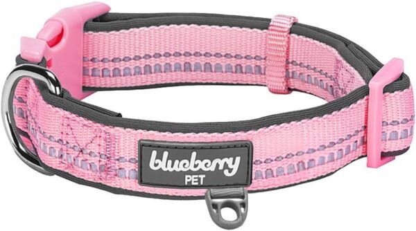 Reflective Neoprene Dog Collar - Baby Pink