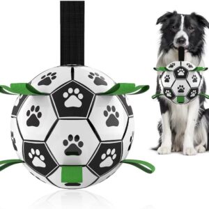 Soccer Ball Dog Toy with Straps