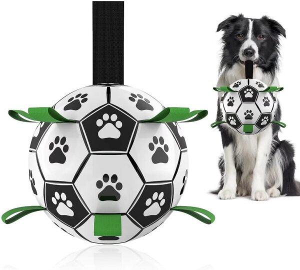 Soccer Ball Dog Toy with Straps