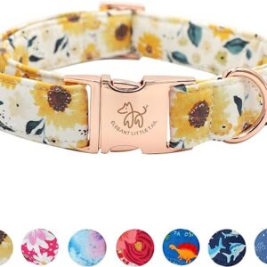 Sunflower Pattern Dog Collar for Small Dogs